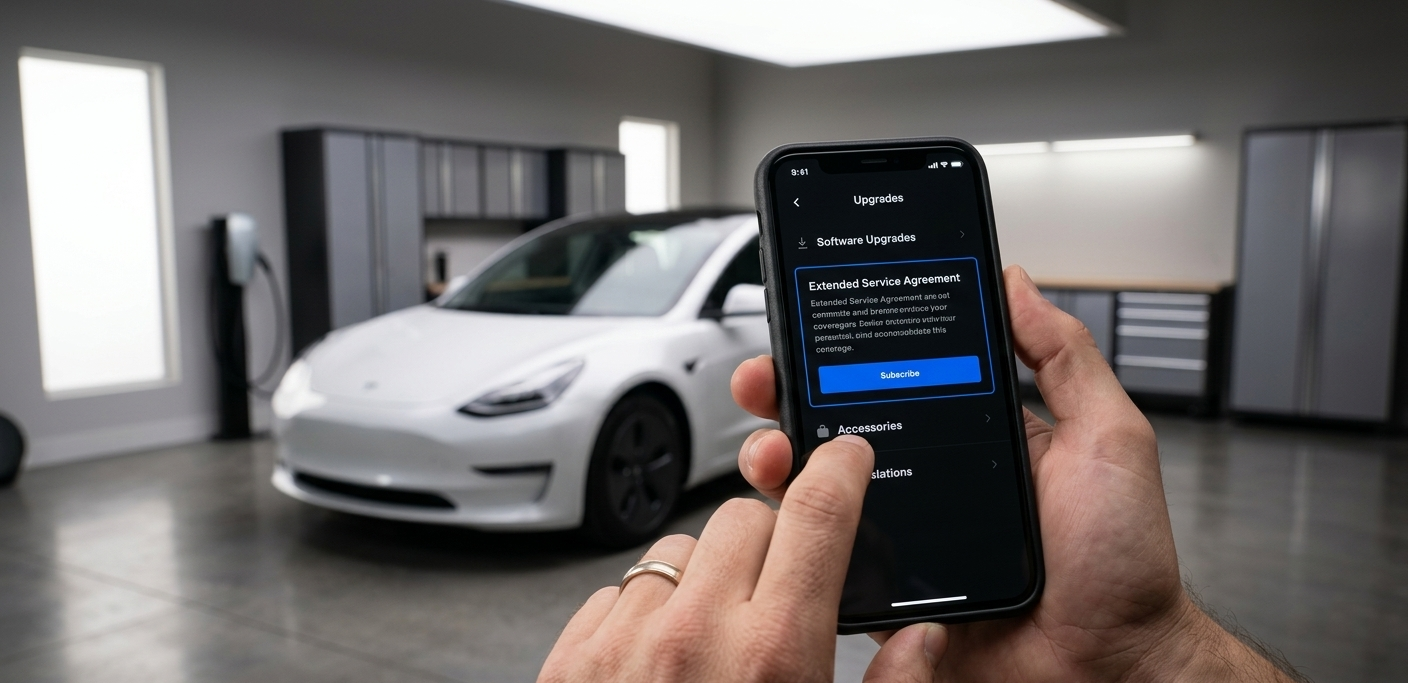 Using the Tesla App to subscribe to an Extended Service Agreement for a Model 3.